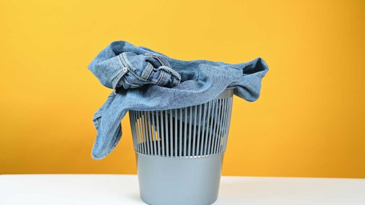 Sustainable Fashion Revolution concept showing quality denim jeans ready for proper care and longevity